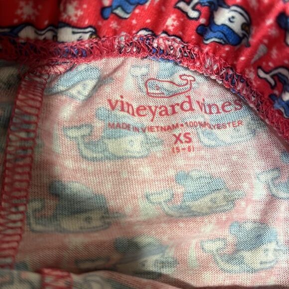 Vineyard Vines Girls Pink and Regatta Blue Snow Whale Sleeping Pants - Picture 5 of 7